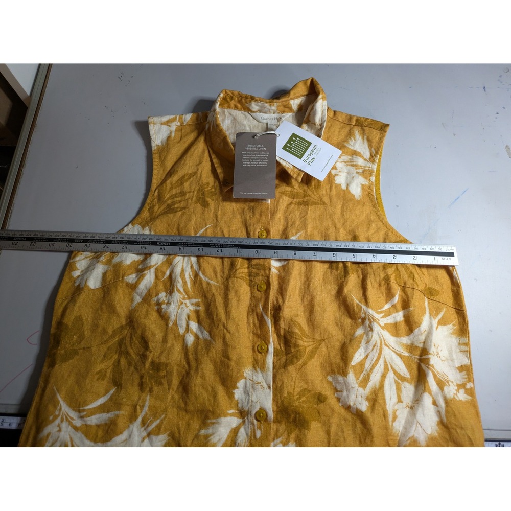 Garnet Hill 100% Linen shirtdress Size 12 Floral Button Up Collar New With Tags - Picture 6 of 7